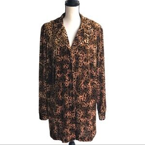 Danny  And Nicole NY Womens‎ Button Down Shirt 18W Lepard  Long Sleeves